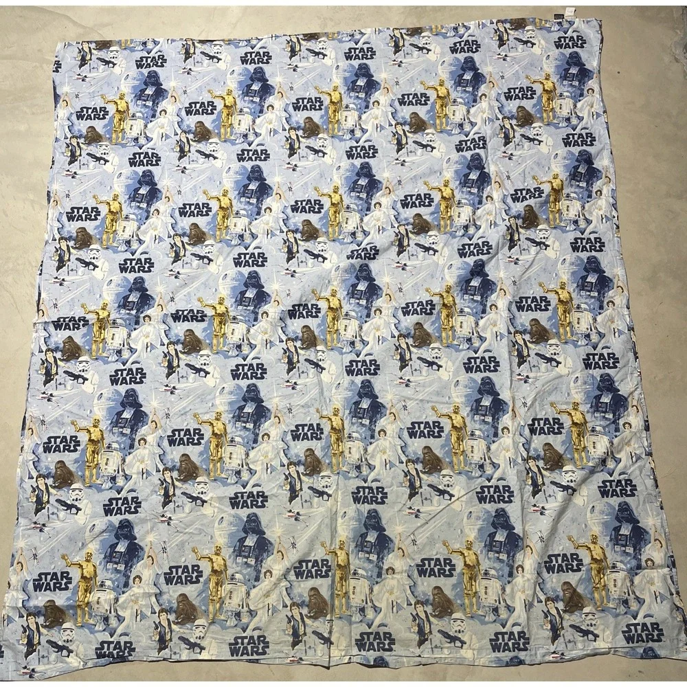 Y2K POTTERY BARN KIDS Star Wars Full Size New Hope Space Print Flat Sheet